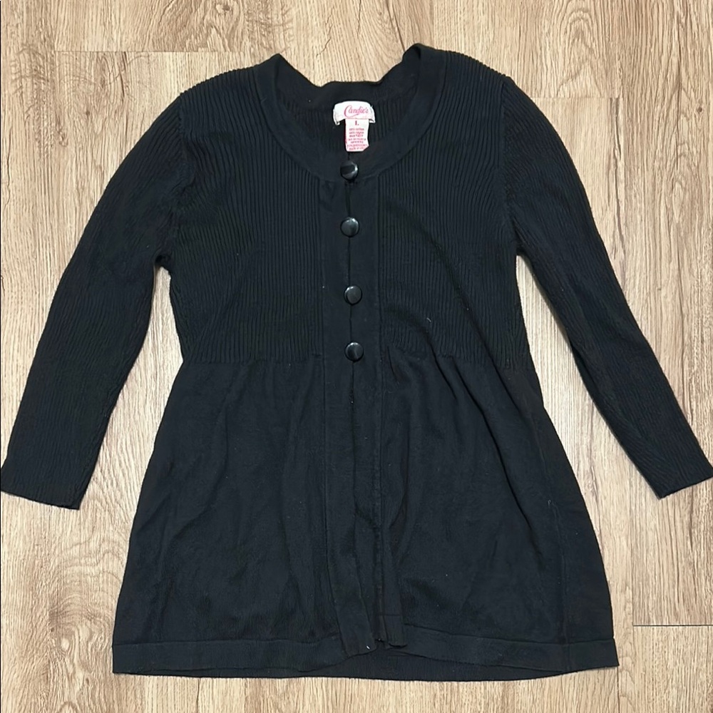 Candie’s Size Large Black Knit Cardigan